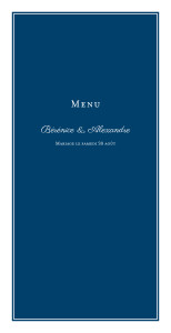 Menu de mariage Carré chic (4 pages) bleu marine