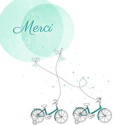 Carte de remerciement Merci à bicyclette jumeaux vert finition Carte de remerciement Merci à bicyclette jumeaux vert finition