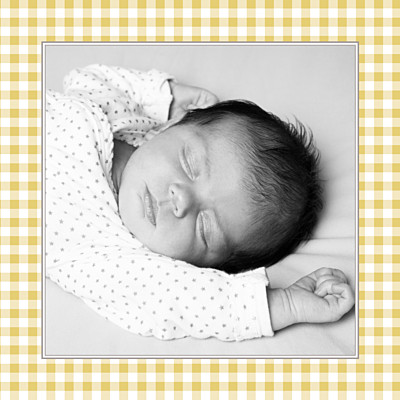 Carte de remerciement Petit vichy photo ocre finition Carte de remerciement Petit vichy photo ocre finition