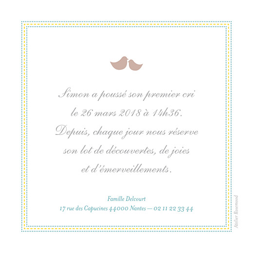 Faire-part de naissance Petit liberty (triptyque) vert & jaune Faire-part de naissance Petit liberty (triptyque) vert & jaune