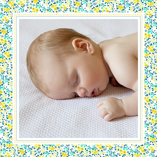 Faire-part de naissance Petit liberty (triptyque) vert & jaune Faire-part de naissance Petit liberty (triptyque) vert & jaune