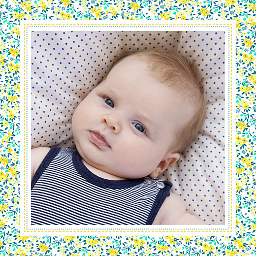 Faire-part de naissance Petit liberty (triptyque) vert & jaune Faire-part de naissance Petit liberty (triptyque) vert & jaune
