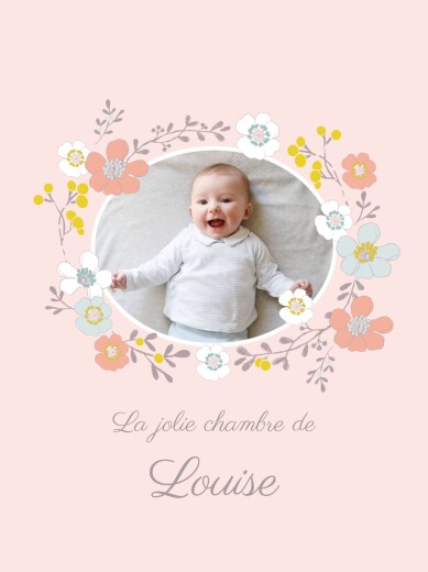 Affichette Couronne de fleurs photo rose - Recto Affichette Couronne de fleurs photo rose - Recto