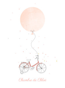 Affichette À bicyclette corail