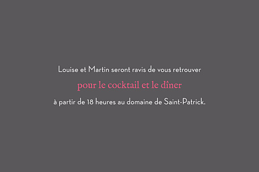 Carton d'invitation mariage Couronne de fleurs gris & rose - Verso Carton d'invitation mariage Couronne de fleurs gris & rose - Verso