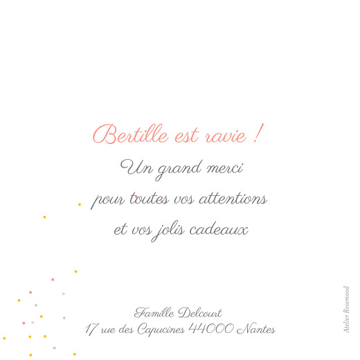 Carte de remerciement Merci à bicyclette corail - Verso Carte de remerciement Merci à bicyclette corail - Verso