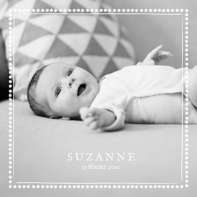 Faire-part de naissance Ma perle blanc finition Faire-part de naissance Ma perle blanc finition