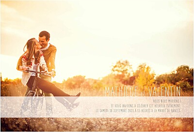 Faire-part de mariage Engagement photo (paysage) blanc finition Faire-part de mariage Engagement photo (paysage) blanc finition