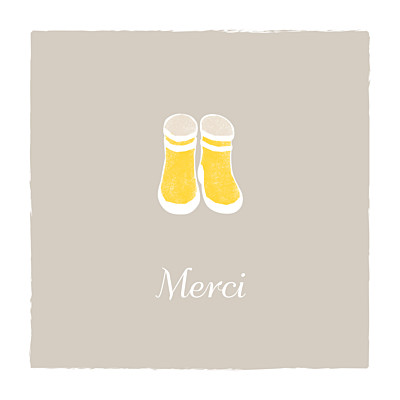 Carte de remerciement Merci balade (carré) beige jaune finition Carte de remerciement Merci balade (carré) beige jaune finition