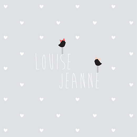 Faire-part de naissance Lovely twins 3 photos gris filles Faire-part de naissance Lovely twins 3 photos gris filles