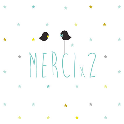 Carte de remerciement Petit lovely twins photo boys blanc finition Carte de remerciement Petit lovely twins photo boys blanc finition