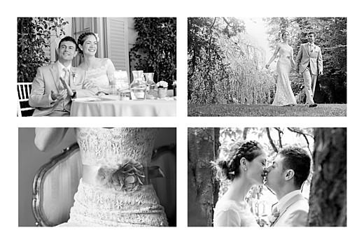 Carte de remerciement mariage Tout simplement 4 photos blanc - Recto