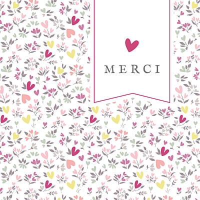 Carte de remerciement Petit liberty cœur prune finition Carte de remerciement Petit liberty cœur prune finition