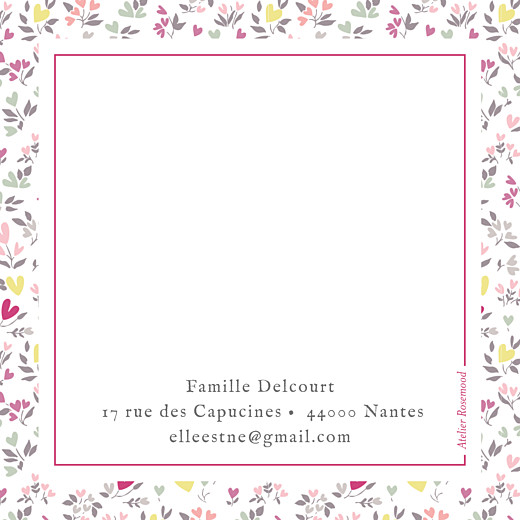Carte de remerciement Petit liberty cœur prune - Verso Carte de remerciement Petit liberty cœur prune - Verso