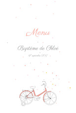 Menu de baptême À bicyclette corail Menu de baptême À bicyclette corail
