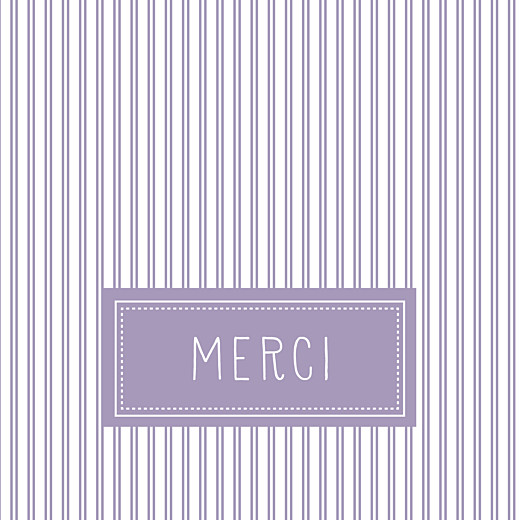 Carte de remerciement Merci petites rayures lilas Carte de remerciement Merci petites rayures lilas