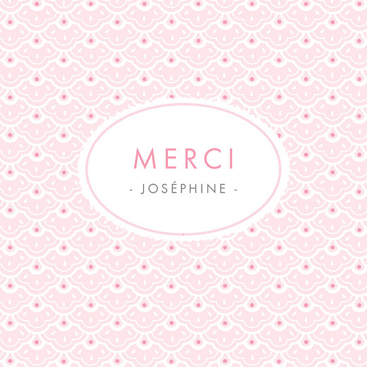 Carte de remerciement Merci pattern fantaisie ecusson rose Carte de remerciement Merci pattern fantaisie ecusson rose