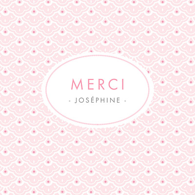 Carte de remerciement Merci pattern fantaisie ecusson rose finition Carte de remerciement Merci pattern fantaisie ecusson rose finition
