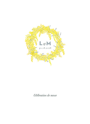 Couverture livret de messe mariage Mimosa jaune - Page 1