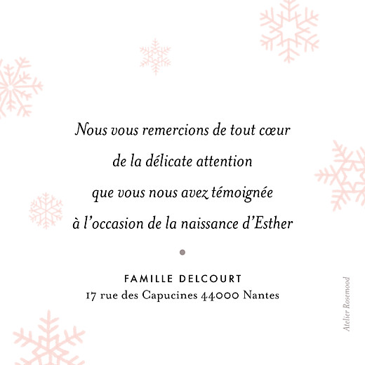 Carte de remerciement Merci flocons photo rose clair - Page 2 Carte de remerciement Merci flocons photo rose clair - Page 2