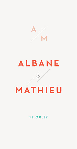 Menu de mariage Graphique (4 pages) orange et turquoise - Page 1 Menu de mariage Graphique (4 pages) orange et turquoise - Page 1