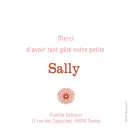 Carte de remerciement Petit wax rose - Verso Carte de remerciement Petit wax rose - Verso