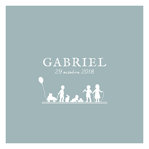Faire-part de naissance Jeux enfants à 4 (4 pages) gris garçons fille Faire-part de naissance Jeux enfants à 4 (4 pages) gris garçons fille