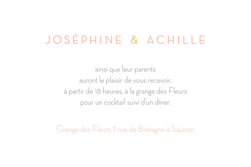 Carton d'invitation mariage Les mariés jaune - Verso Carton d'invitation mariage Les mariés jaune - Verso