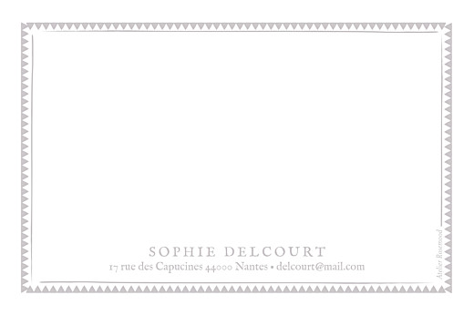 Carte de correspondance Cadre zigzag taupe - Verso