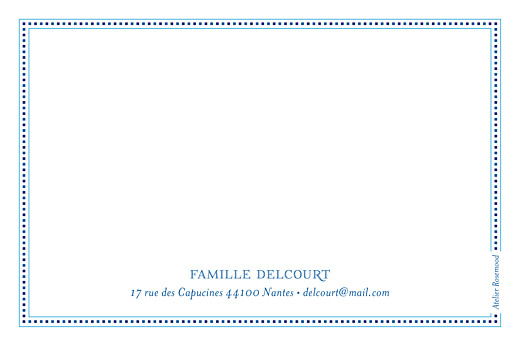 Carte de correspondance Nomade bleu & blanc - Verso