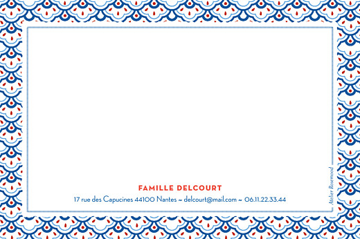 Carte de correspondance Pattern fantaisie bleu - Recto Carte de correspondance Pattern fantaisie bleu - Recto