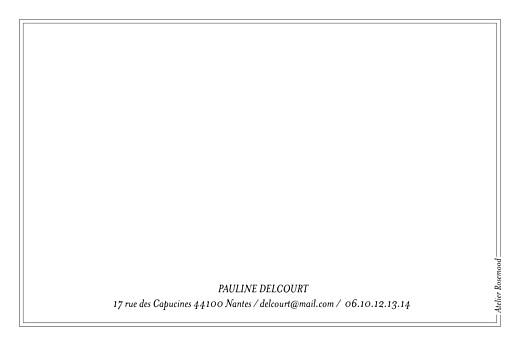 Carte de correspondance Jungle noir & blanc - Verso Carte de correspondance Jungle noir & blanc - Verso