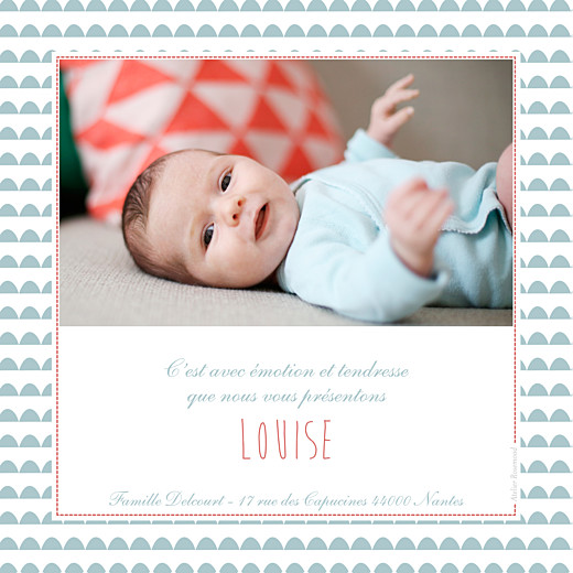 Faire-part de naissance Fjord rouge & turquoise Faire-part de naissance Fjord rouge & turquoise