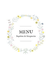 Menu de baptême Douceur champêtre blanc Menu de baptême Douceur champêtre blanc