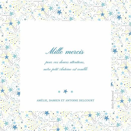 Carte de remerciement Merci liberty étoiles photo bleu - Verso