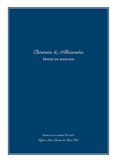 Livret de messe mariage Carré chic bleu marine - Page 1