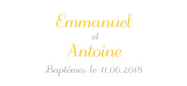 Etiquette perforée baptême Balade jumeaux jaune