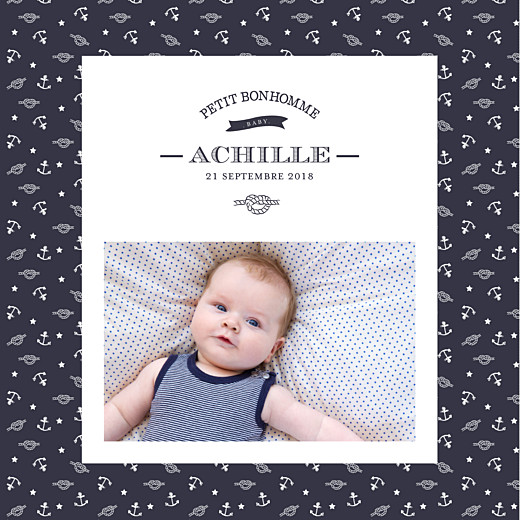 Faire-part de naissance Petit pirate 4 pages bleu Faire-part de naissance Petit pirate 4 pages bleu