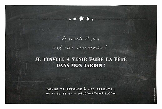 Carte d'anniversaire Ardoise noir - Verso Carte d'anniversaire Ardoise noir - Verso