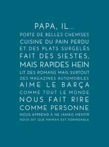 Affichette Justifié fête des pères bleu canard