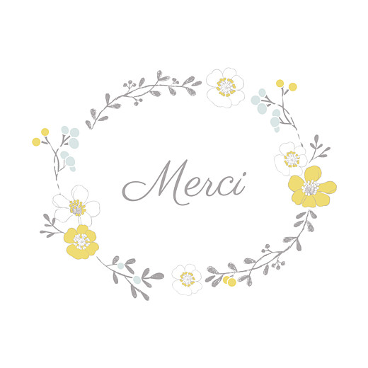 Carte de remerciement Couronne de fleurs blanc - Recto