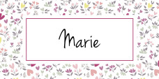 Marque-place Baptême Liberty cœur prune Marque-place Baptême Liberty cœur prune