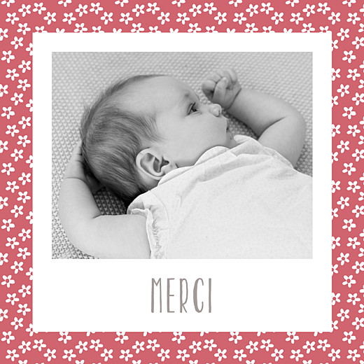 Carte de remerciement Merci prairie photo vieux rose - Recto Carte de remerciement Merci prairie photo vieux rose - Recto