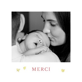 Carte de remerciement Merci petits lapins photo blanc