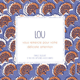 Carte de remerciement Merci wax flower indigo