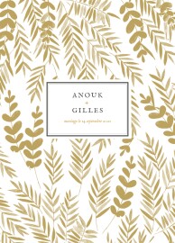 Couverture livret de messe mariage Feuillage or