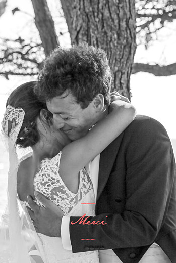Carte de remerciement mariage Bel instant 1 photo portrait corail - Recto