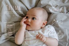 Faire-part de naissance Pictos paysage blanc