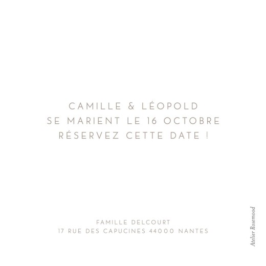 Save the Date Simple 1 photo carré blanc - Verso