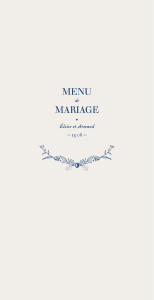 Menu de mariage Nature chic (4 pages) bleu